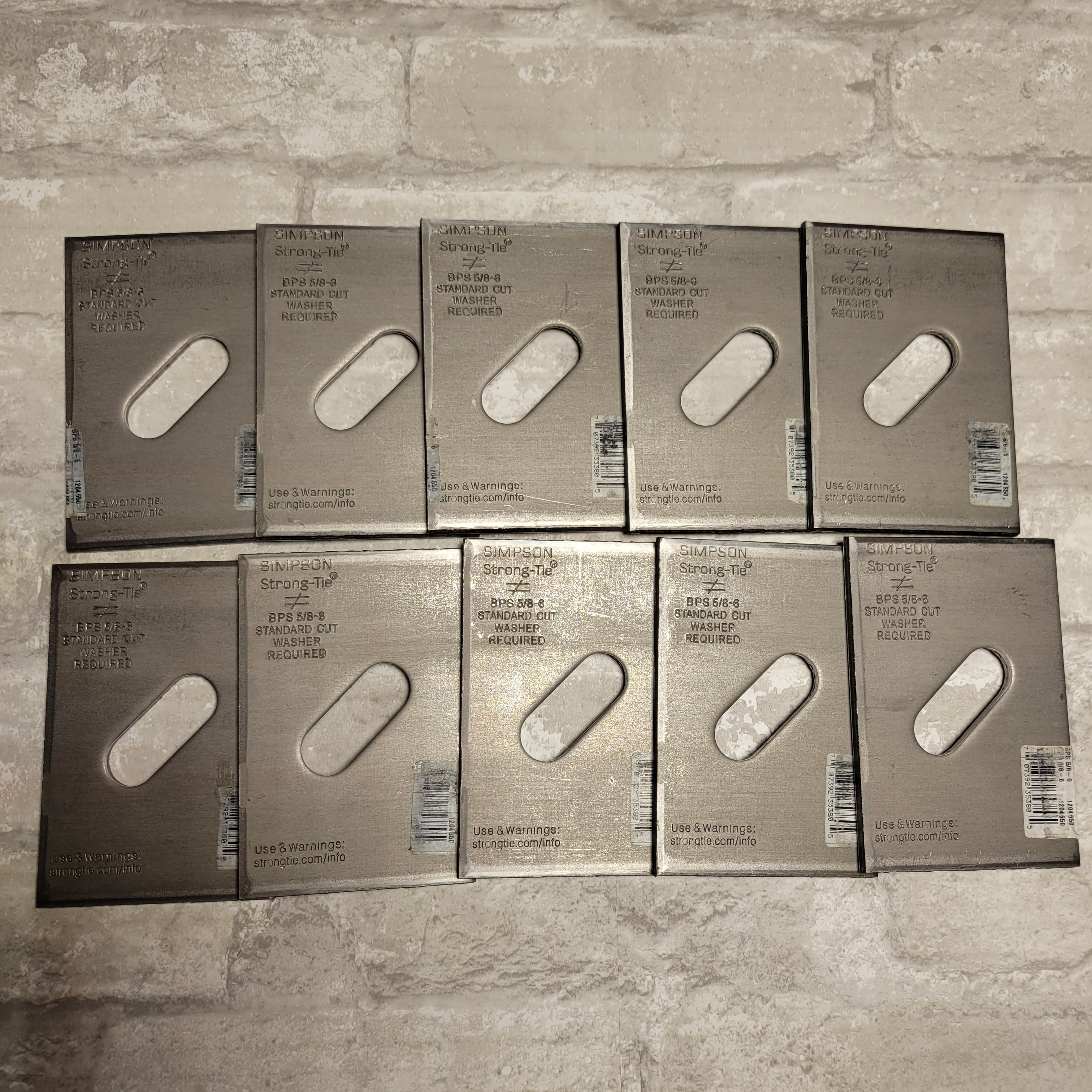 Simpson BPS 5/8-6 - 5/8" Bolt Dia. 3" x 4-1/2" Bearing Plate Slotted, Lot of 10 (8063944556782)